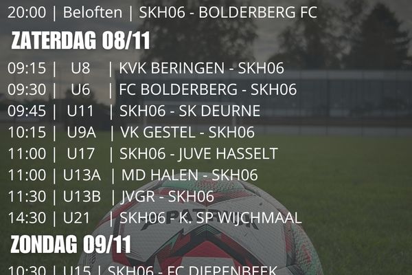 Wedstrijden weekend 7-8-9 november