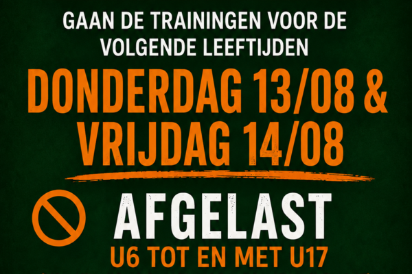 Trainingen 13 & 14 Augustus